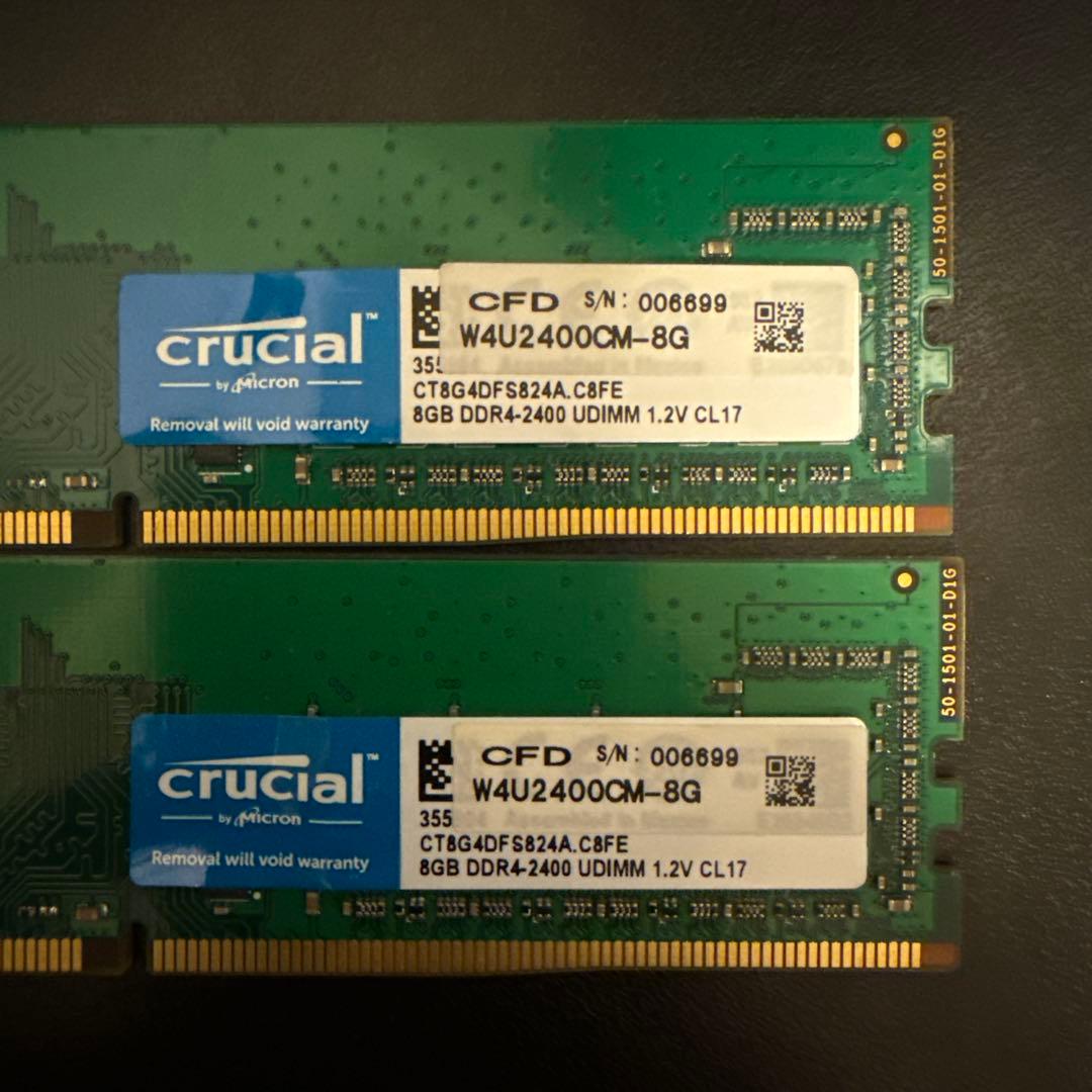 Crucial 8GB × 2枚 (16GB )DDR4 2400MHz メモリ