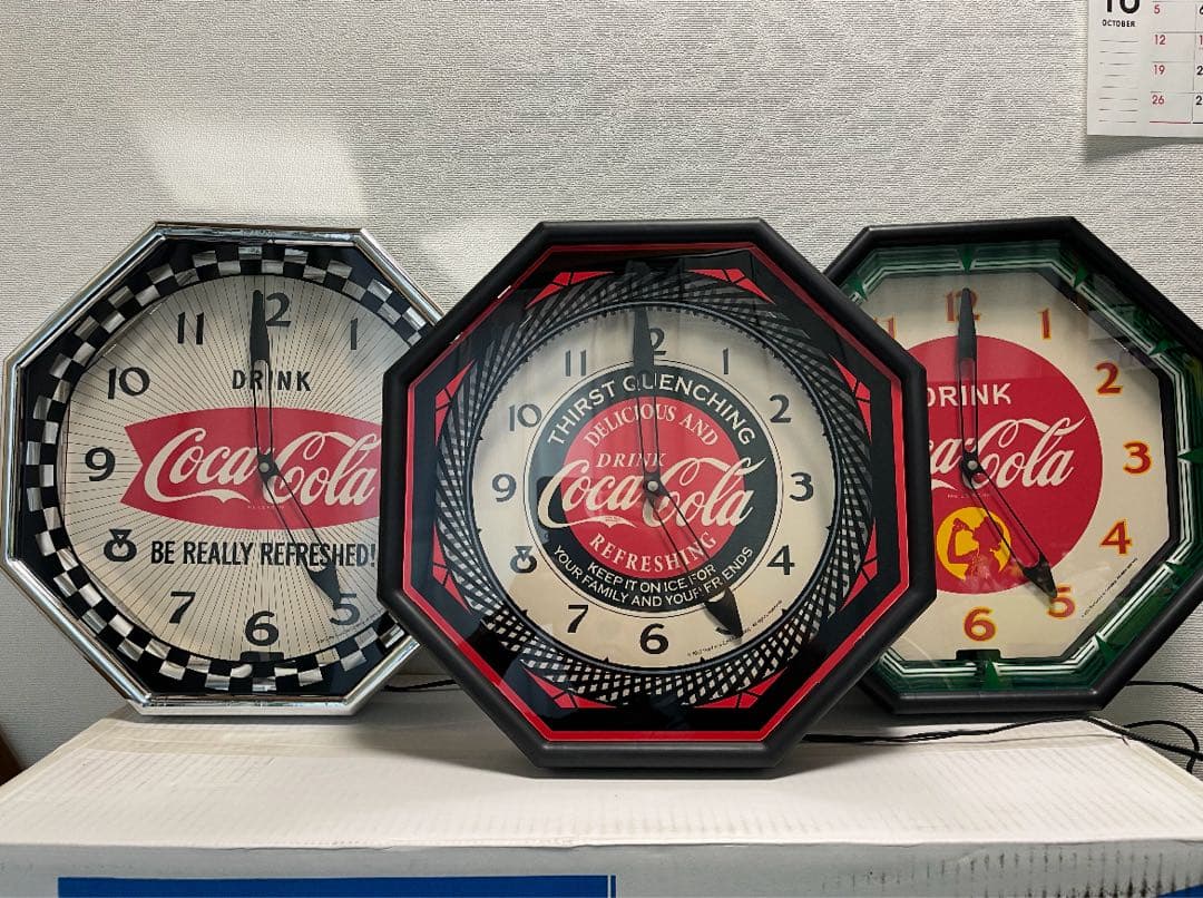 コカ・コーラ ネオンクロック　ネオン管掛け時計3品セット