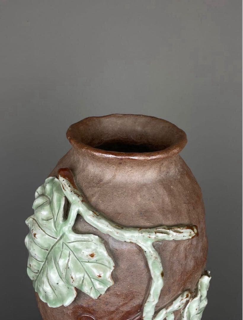 鍋島焼 名工 青山作 盛上釉彩瓢箪図 花瓶 飾壷 幾平 嘉秀 嘉仙 武右衛門