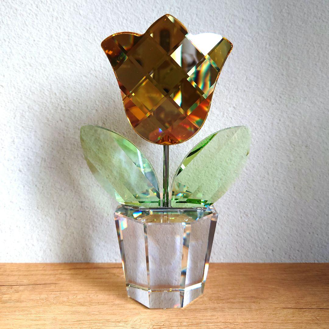 スワロフスキー　花　チューリップ　黄　大