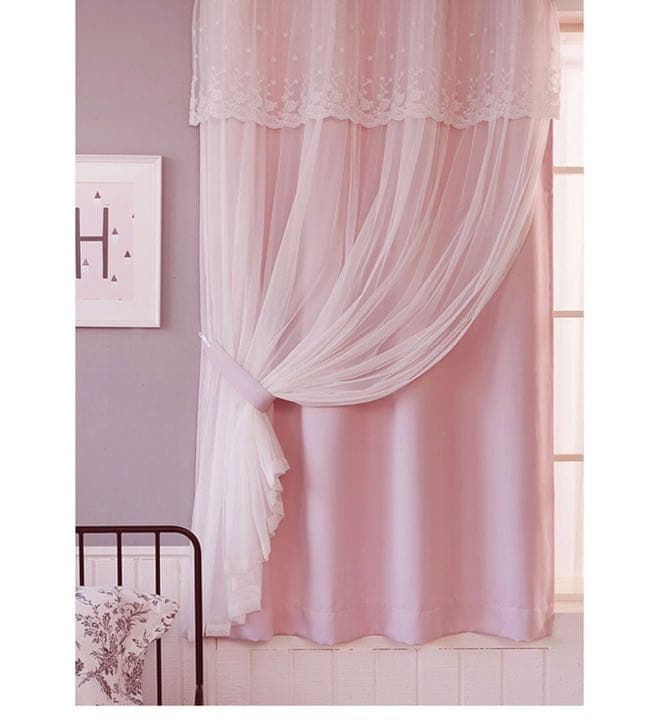 可愛い二層カーテン　遮光カーテン　レースカーテン