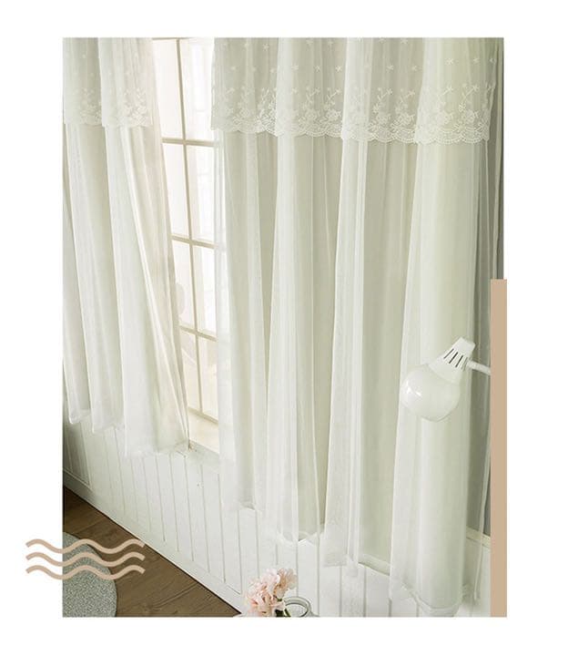 可愛い二層カーテン　遮光カーテン　レースカーテン