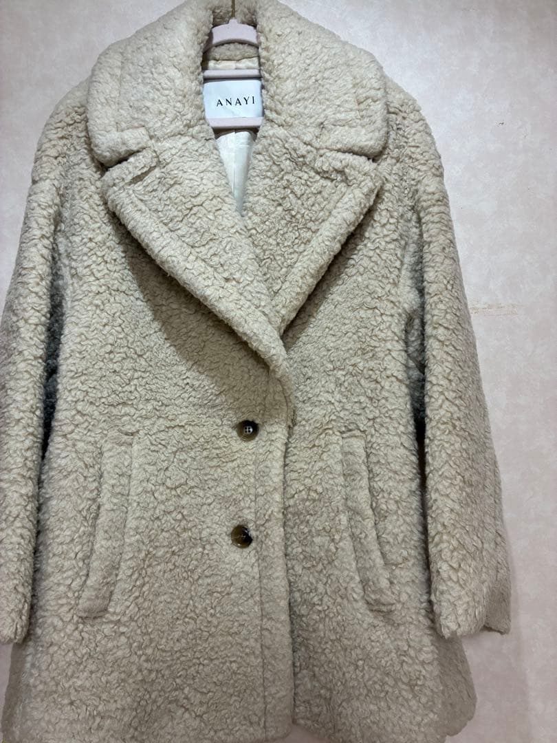 ANAYI カーリーウールボアコート ベージュ サイズ34