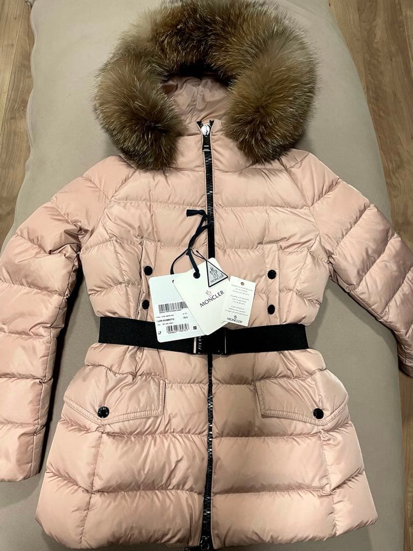 【美品】モンクレール CLION ダウン リアルファー ピンク タグ有り