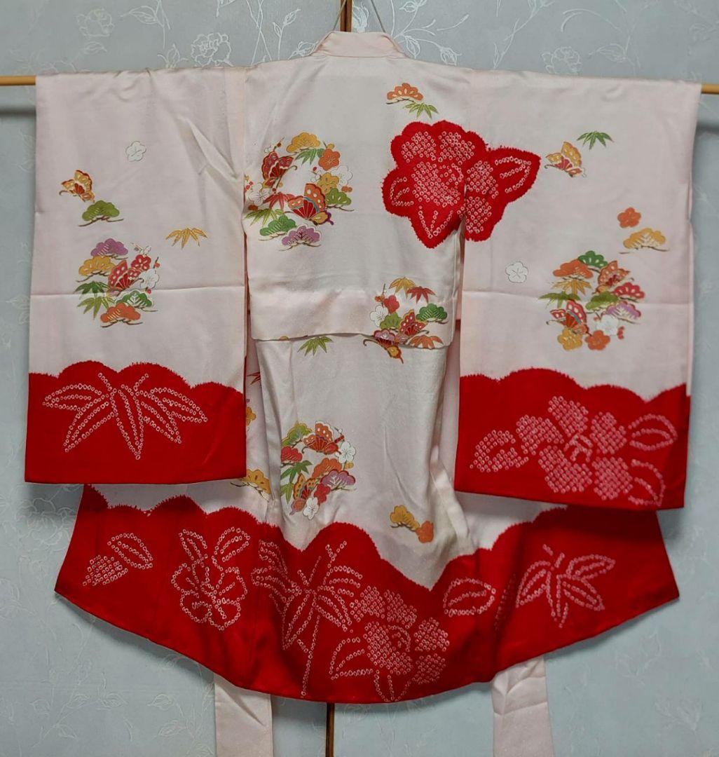 NA357アンティーク子供着物正絹七五三3歳用美品綺麗着丈85センチ裄丈45