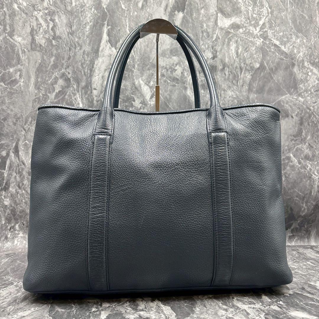 【人気】バーニーズニューヨーク トートバッグ レザー シボ革 ネイビー