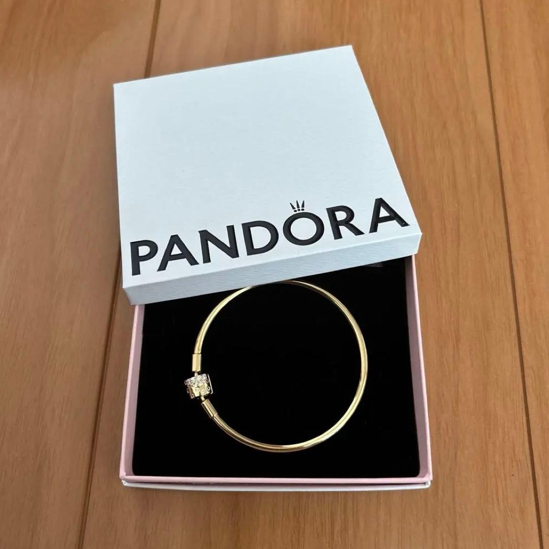 PANDORA14kゴールドバングルブレスレット クリスマスノベリティー17cm