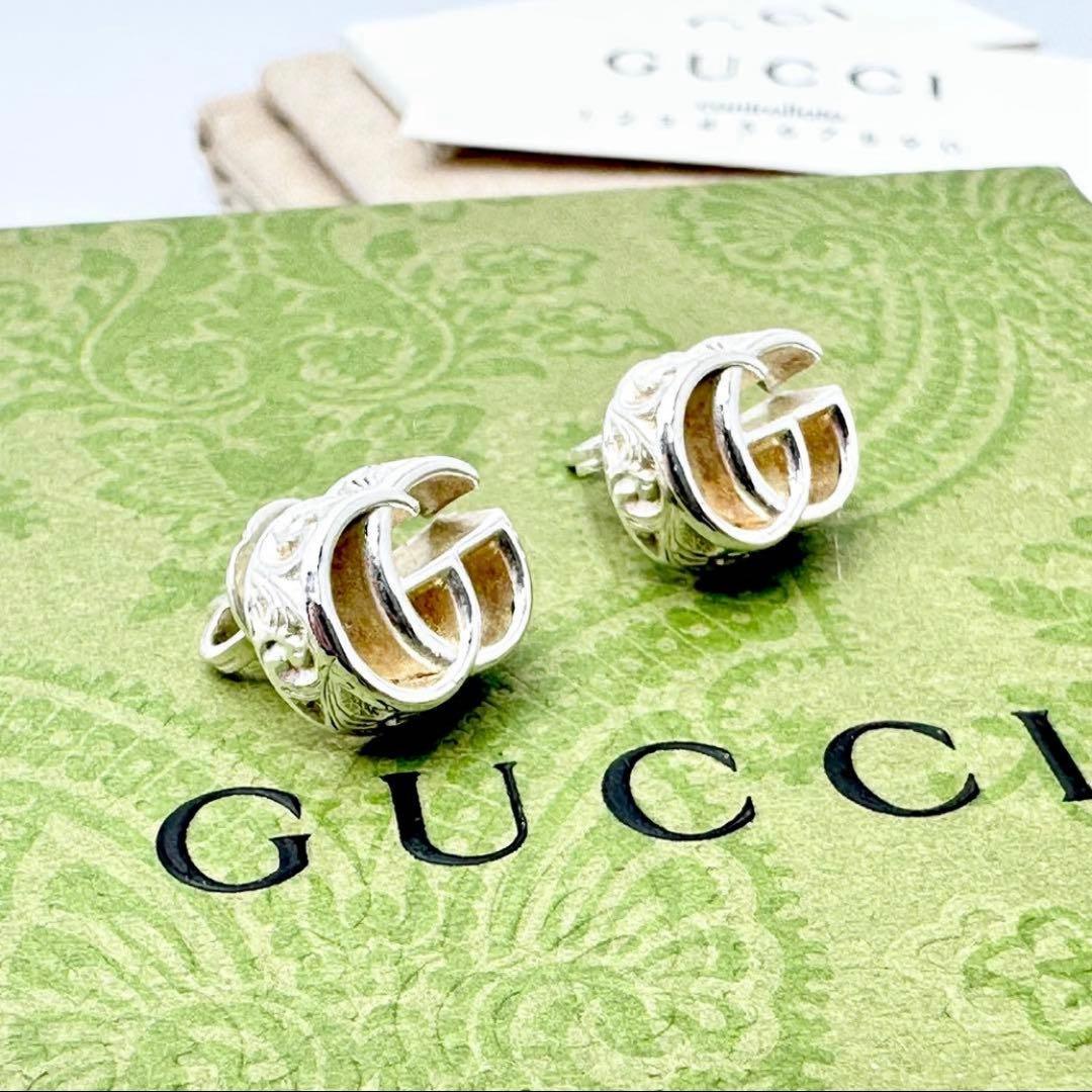 美品 GUCCI ダブルG ピアス マーモント アラベスク シルバー 925