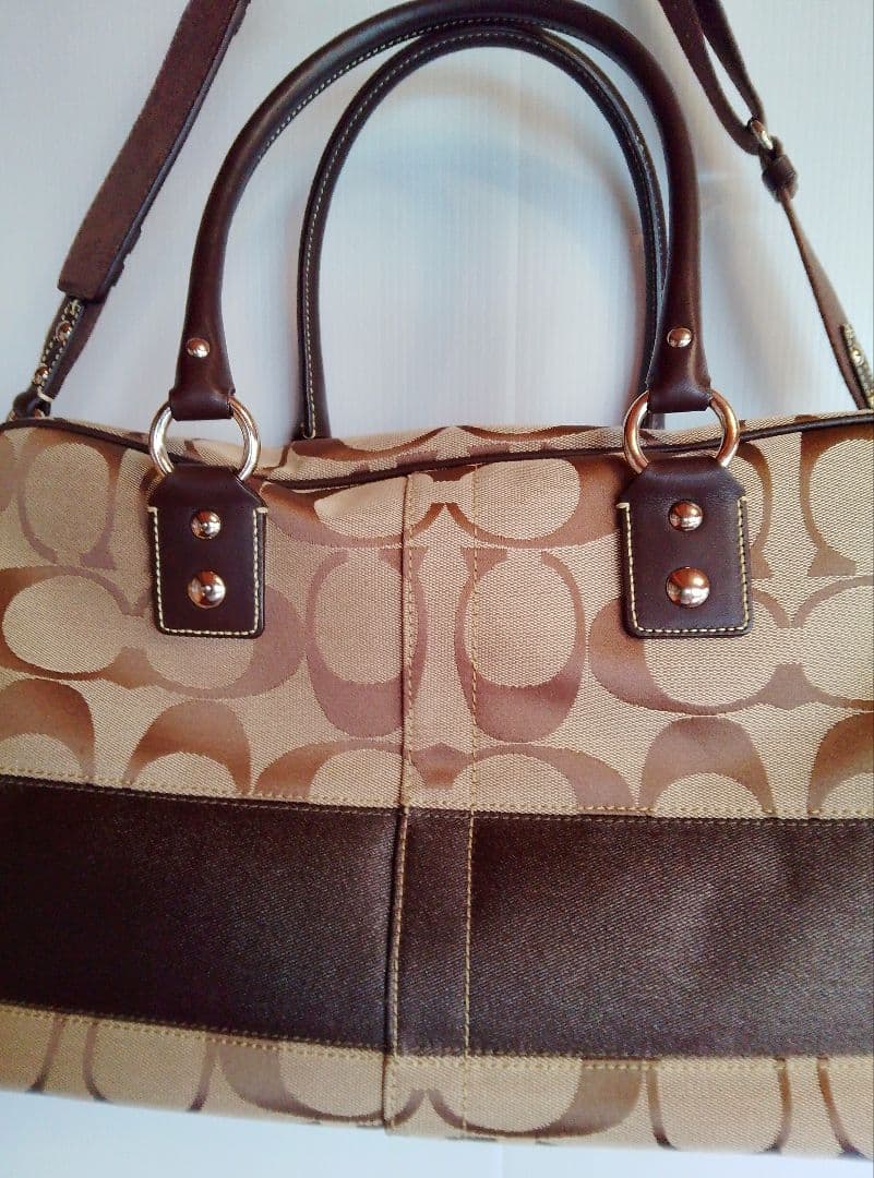 COACH ボストンバッグ ベージュブラウン