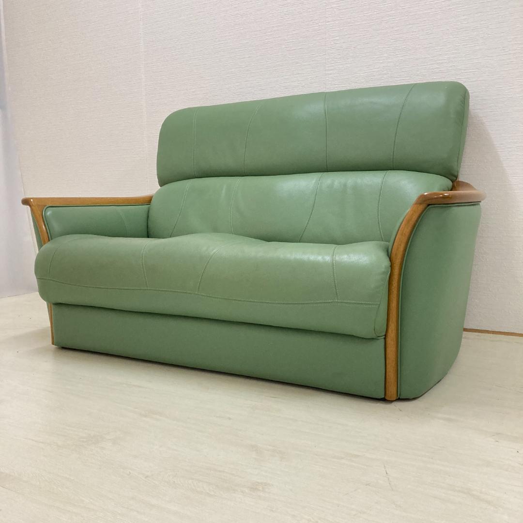 浜本工芸　革製　2人掛けソファ　ラブソファ