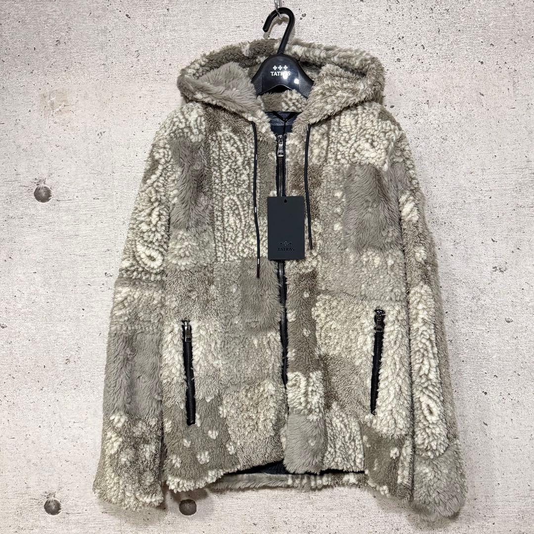 新品　タトラス　ボアジャケット　バンダナ柄　グレー　ブランドアウター　メンズ