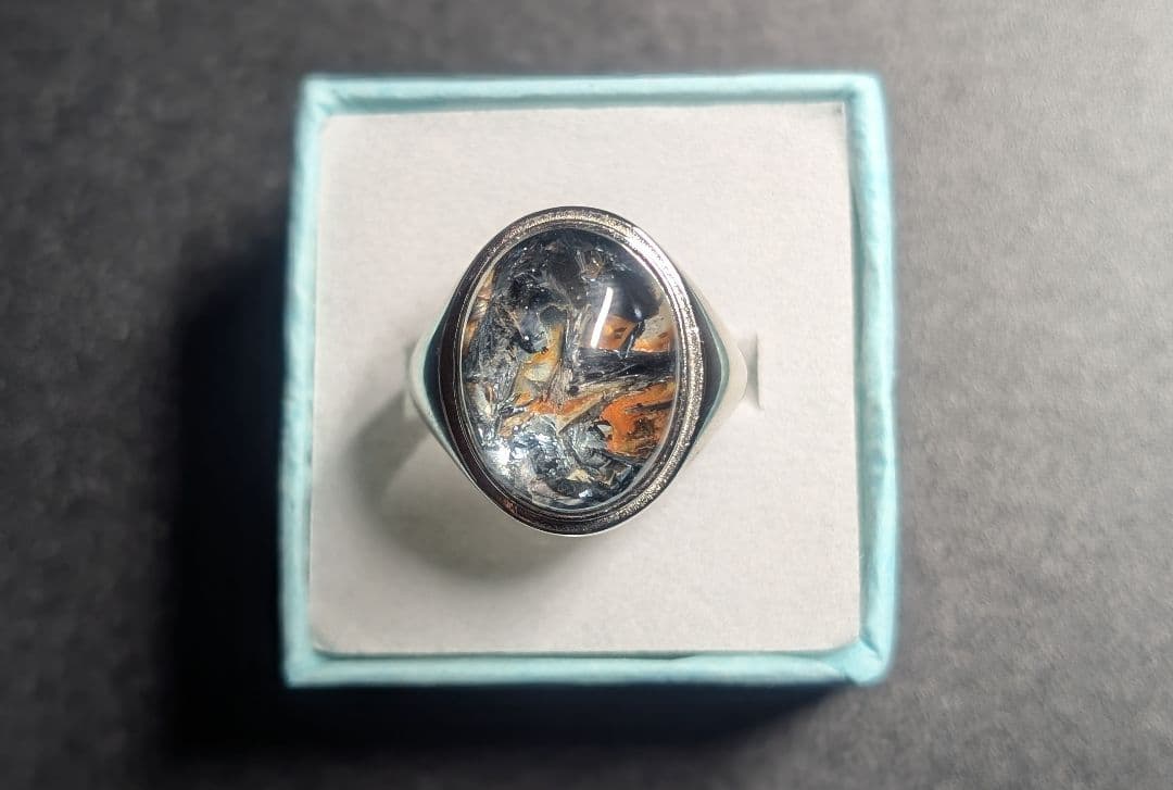 希少高品質個性派渋可愛いマイカインクォーツリング1点物