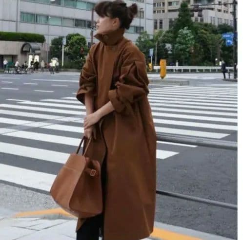 【ほぼ新品】ETRÉ ブラウンヘリボーンオーバーサイズコート