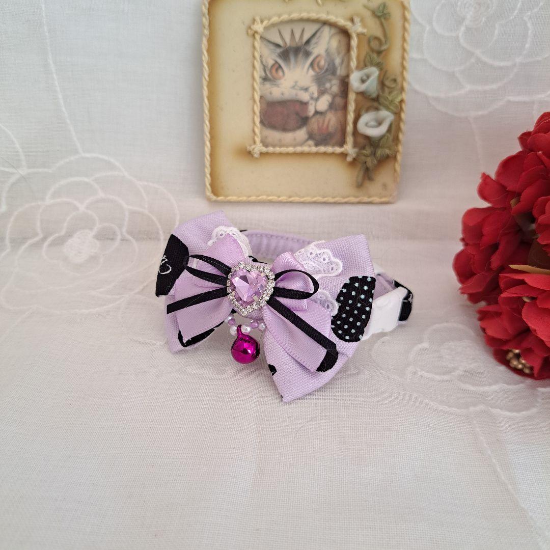 バレンタインハート柄(パープル)わんちゃん猫ちゃん用首輪