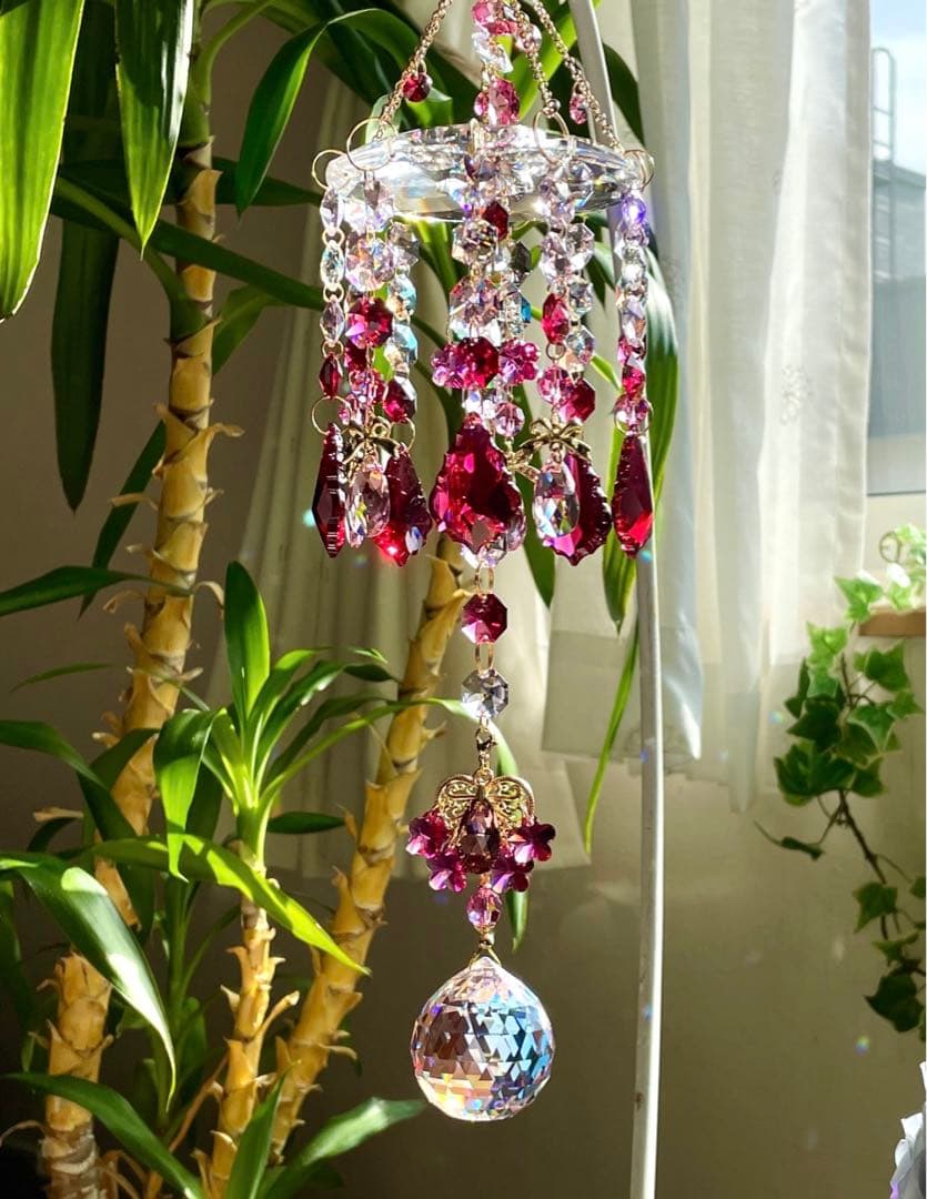 サンキャッチャー スワロフスキー シャンデリア皿90mm＆ロザリンB.AB