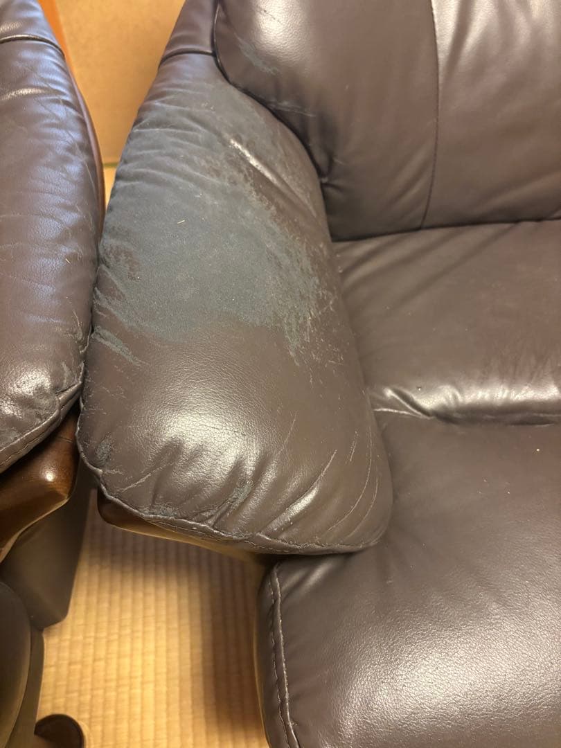 ダークブラウン3人掛けソファ+1人掛けソファセット　送料無料