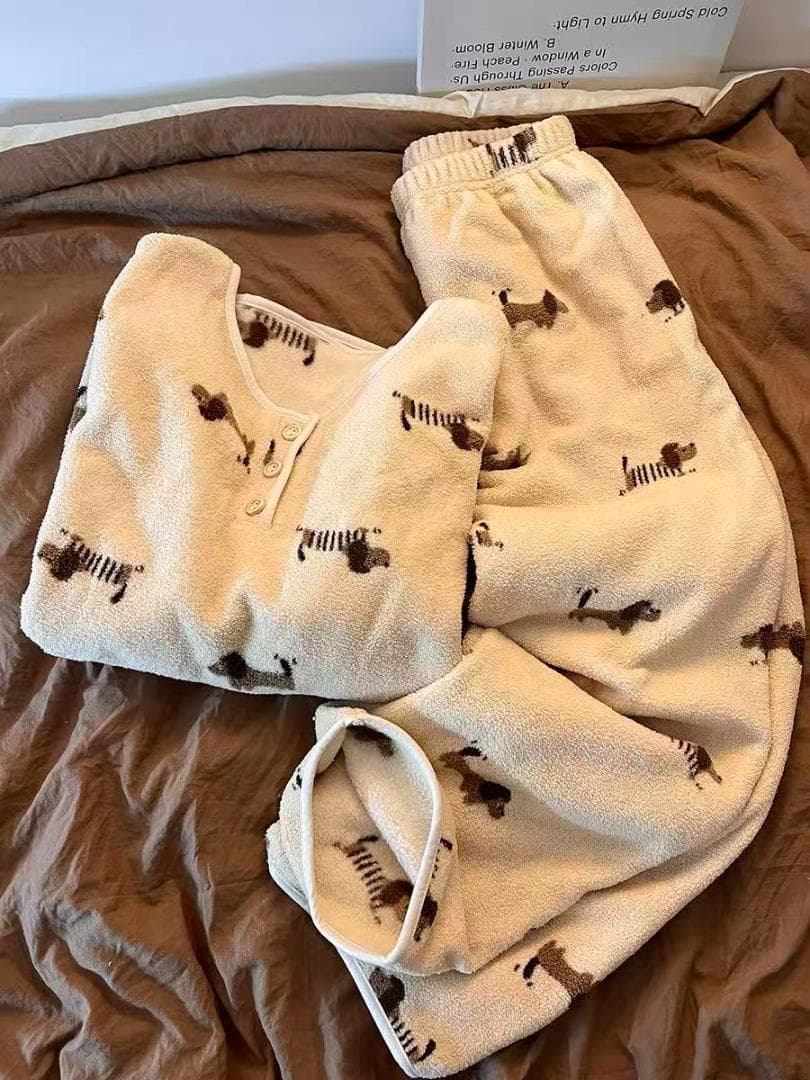 犬柄フリースルームウェア