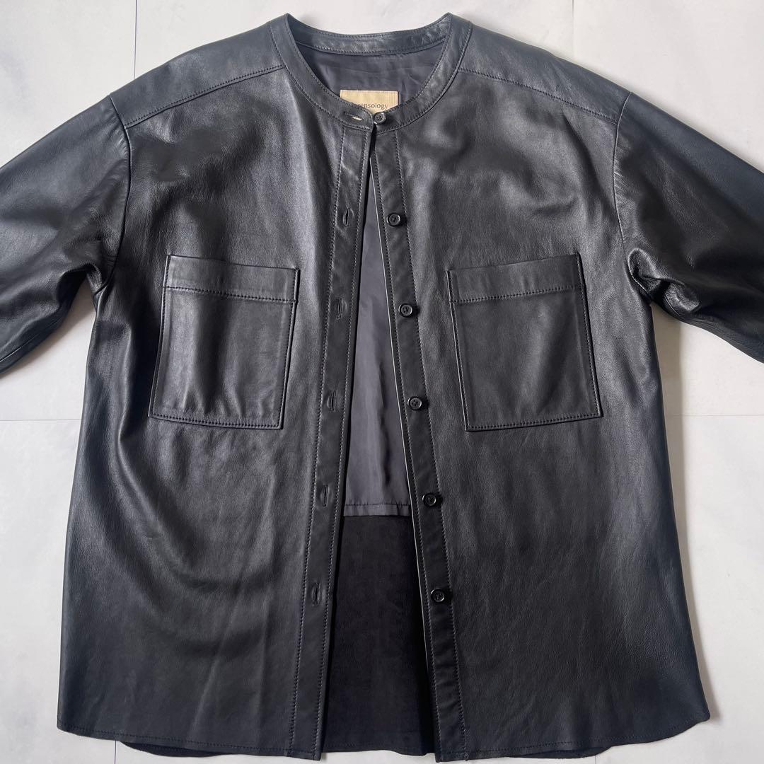 極美品✨ カレンソロジー レザーバンドカラーシャツジャケット ラムレザー 上質