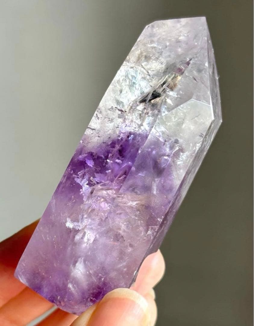 高品質　宝石質　ファントムアメジスト　虹　タワー　ポイント