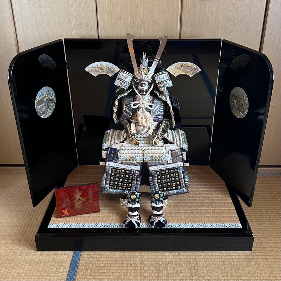 美品【鈴甲子雄山/ スズキネユウザン 】大鎧　正絹糸織　五月人形