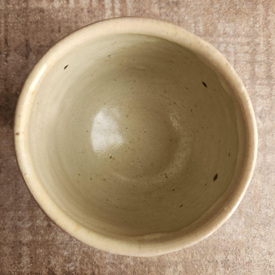 浜田晋作　益子焼　白釉面取茶碗　茶道 抹茶茶碗 抹茶碗　木製箱付き