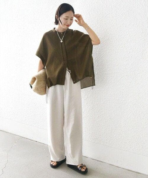 新品タグ付き〈手洗い可能〉サッカー 裾 ドロスト ドルマン ブラウス 2