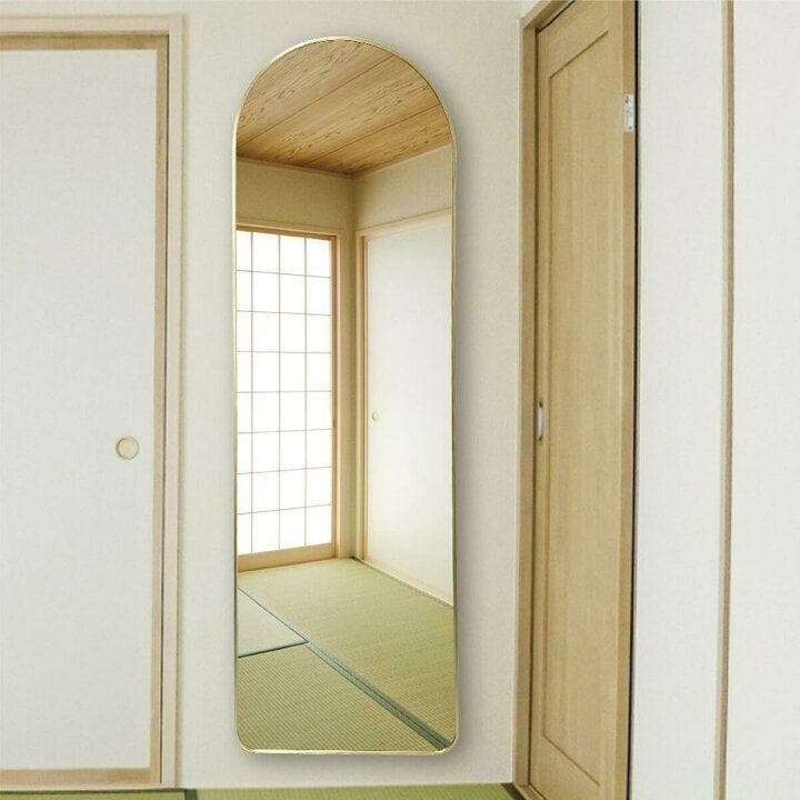 スタンドミラー 鏡 全身 鏡 壁掛け 姿見鏡 全身鏡 アーチ形 大型 黒 975
