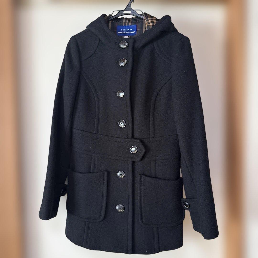 BURBERRY BLUE LABEL フードつきコート 40サイズ ブラック