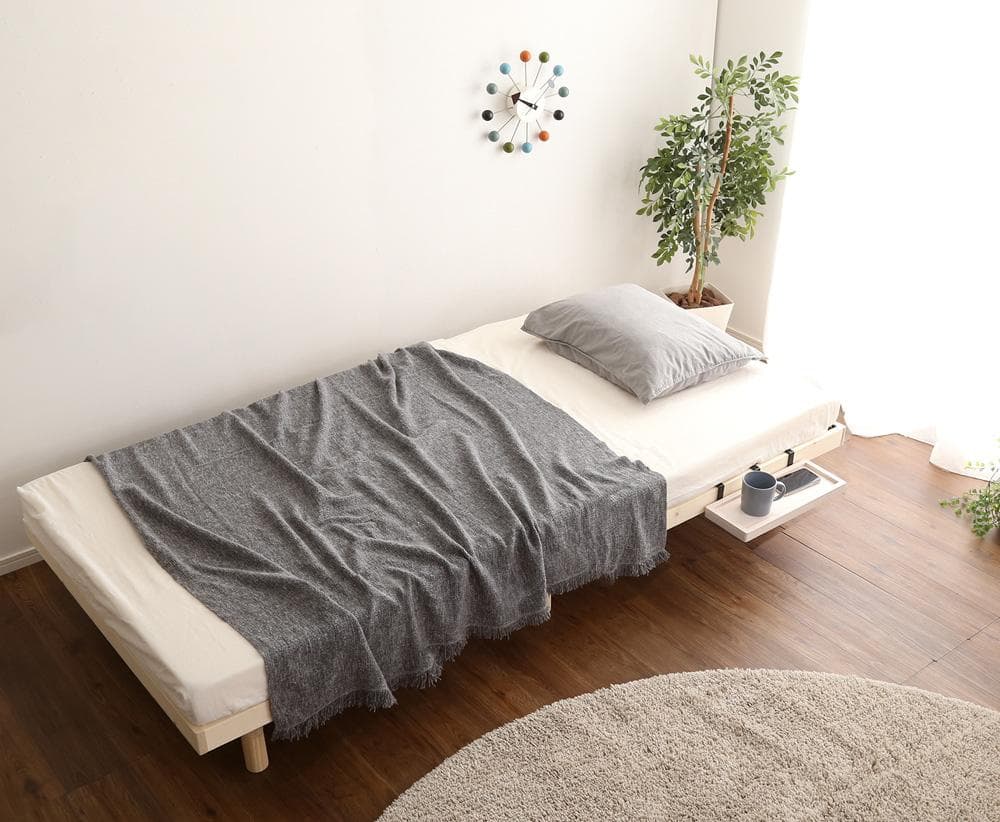 【ダブル】 高さ調節が出来る簡易宮付きのすのこベッド <フレームのみ>