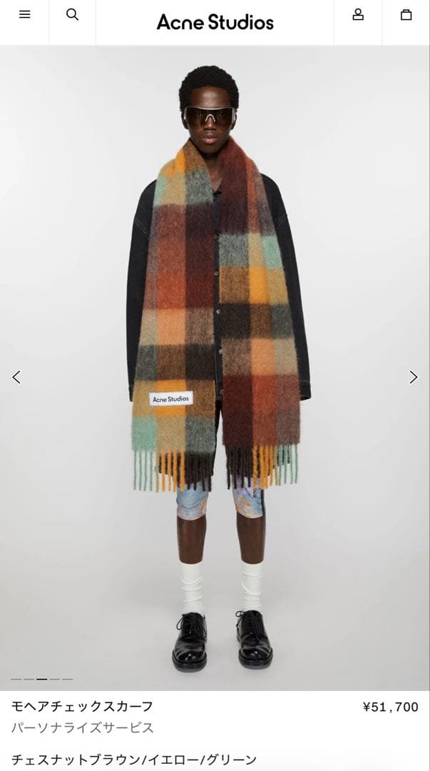 【100%正規品】Acne Studiosチェック柄マフラー　定価¥51,700