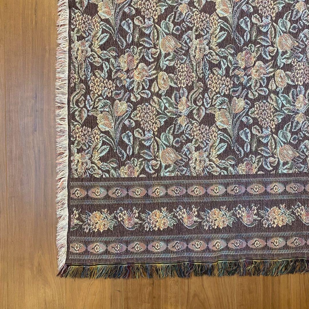 ゴブラン織 花柄 ラグ 両面配色 クラシカル 180×133