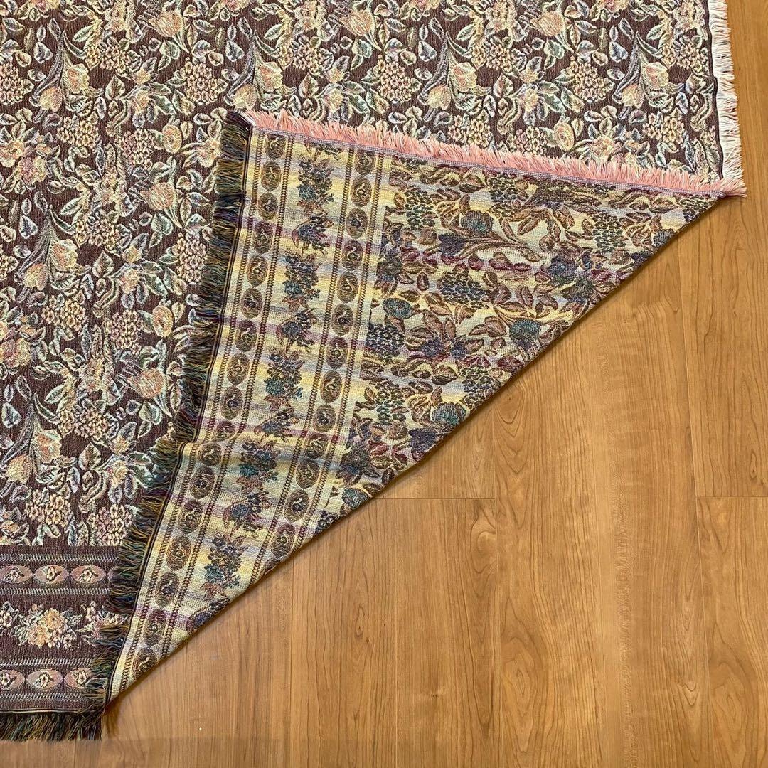 ゴブラン織 花柄 ラグ 両面配色 クラシカル 180×133