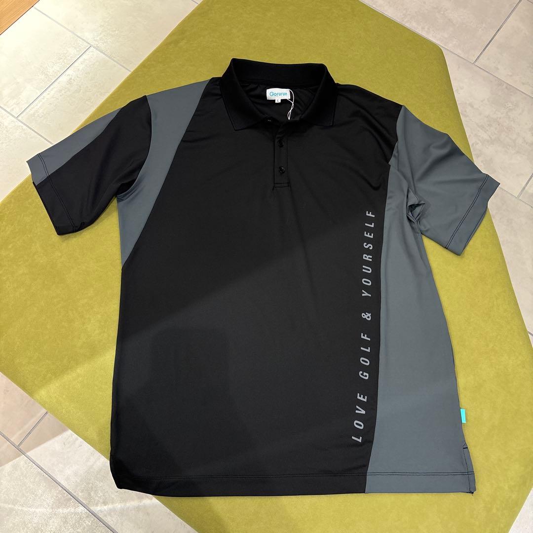 Gorurun バイカラーブロックミドルスムース ポロシャツ