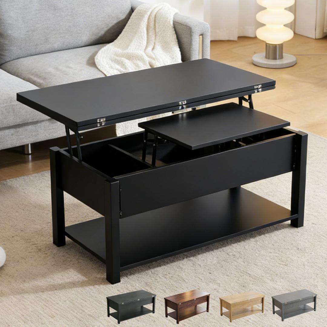 【新品】折り畳み&昇降式テーブル 収納付き 幅100cm おしゃれ