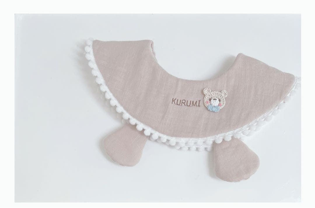 ハンドメイドスタイ　くまみみスタイ　髭犬様