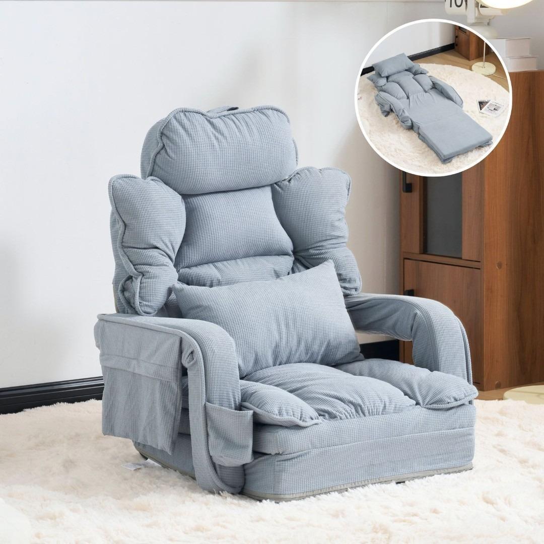 座椅子 ソファー 1人掛け ソファーベッド 2way 42段調整可 枕付き