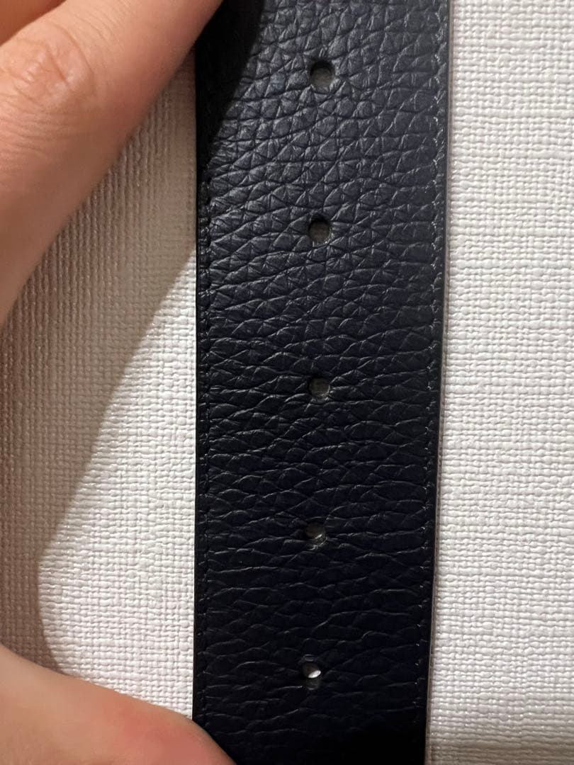 Louis Vuitton レザー ベルト ネイビー