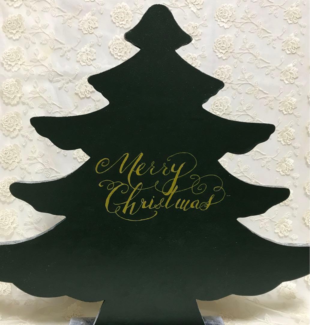 最終お値下げ‼️メリークリスマス木製ツリーペイント作品