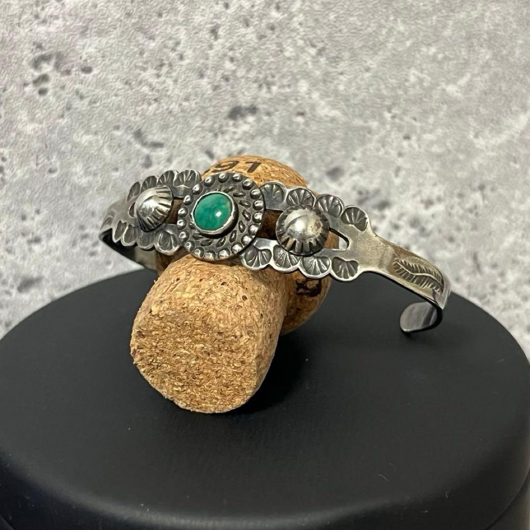 NAVAJO ナバホ　シルバー925 バングル　ターコイズ　天然石　ヴィンテージ