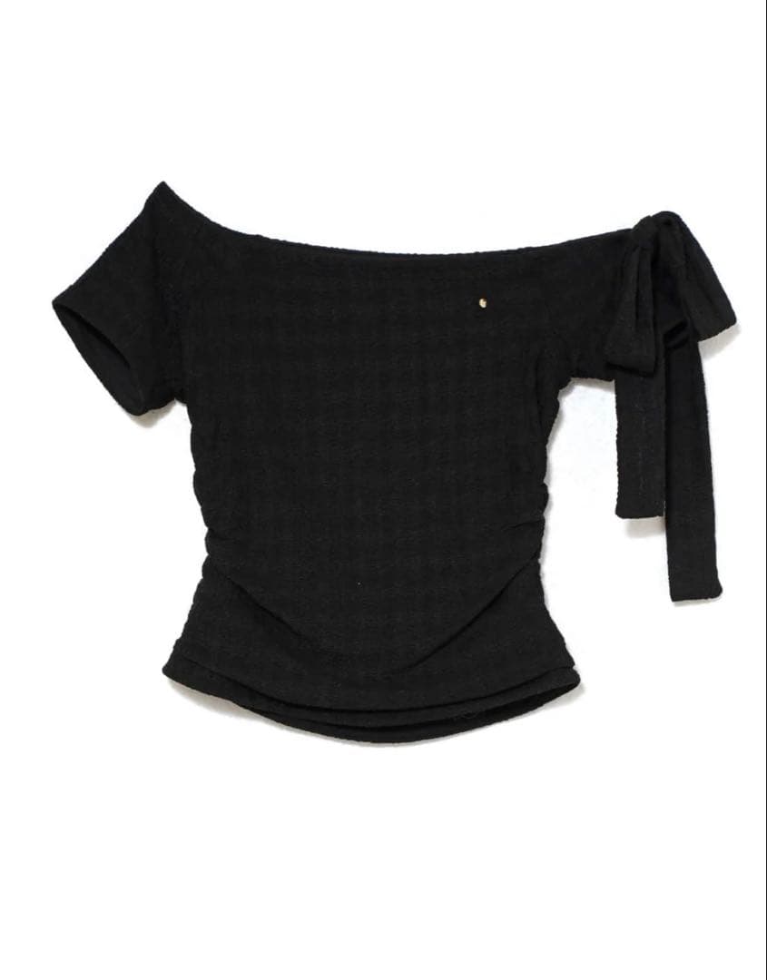 andmary Lace ribbon tops ブラック