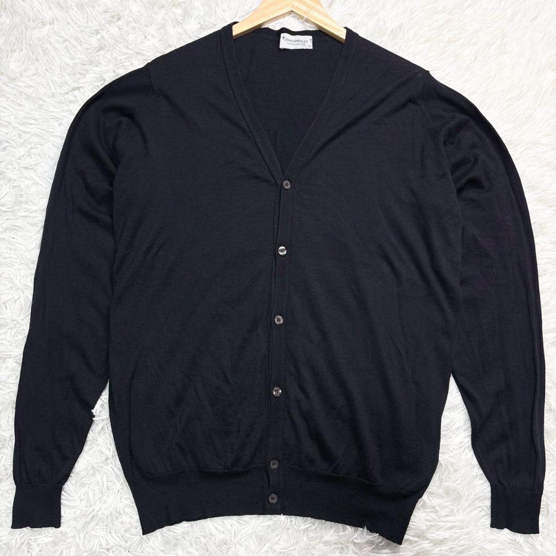 2022年モデル JOHN SMEDLEY　黒 カーディガン　XL ウール 綿
