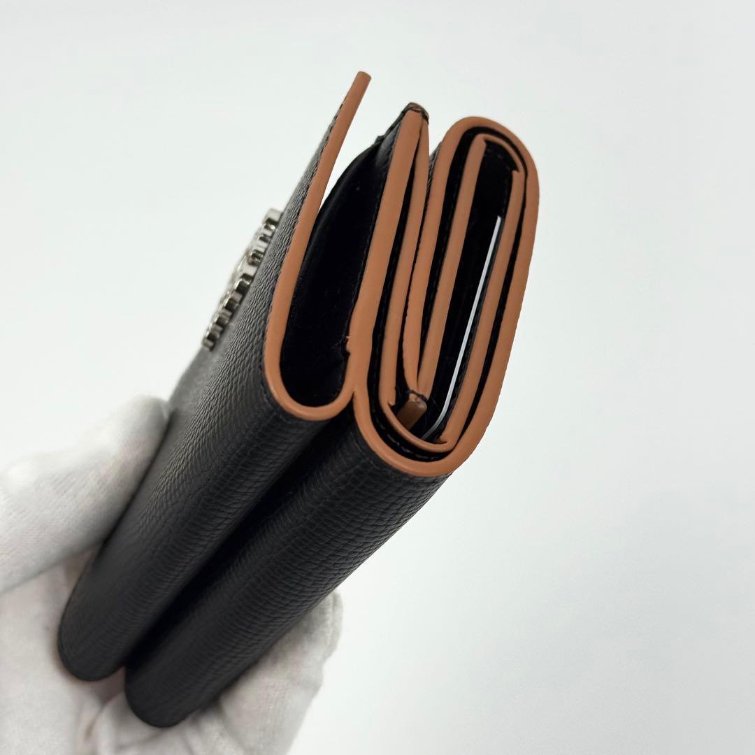【美品】LOEWE アナグラム トライフォールド レザー ウォレット ブラック