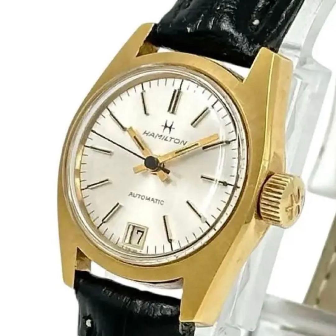 ハミルトン　腕時計　レディース　新品ベルト　ラウンド　ゴールド　クオーツ