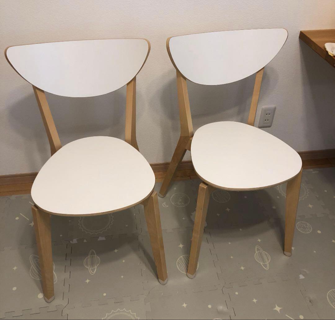 イケア　ダイニングチェア　白　2脚セット