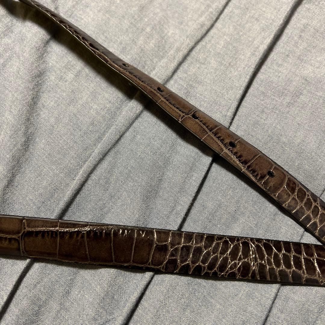 Anderson's / クロコスタンプ レザーベルト　グレー　サイズ80