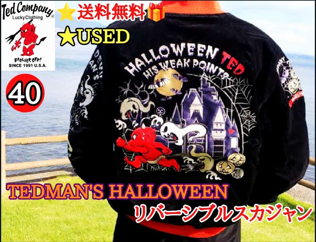 送料無料 USED テッドマン ハロウィンテッド&虎富士 リバーシブルスカジャン