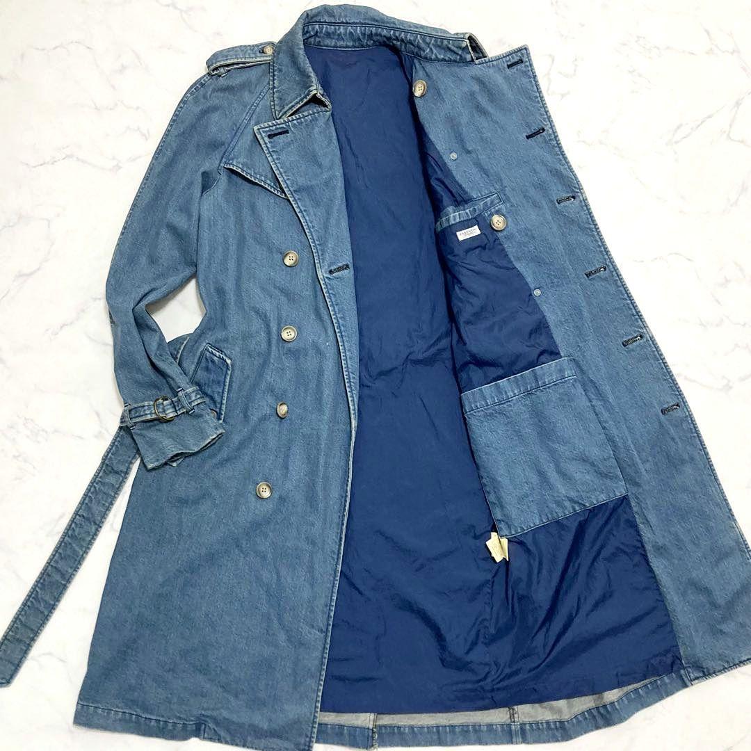 J.SABATINO メンズ デニム トレンチコート ベルト付き インディゴ M