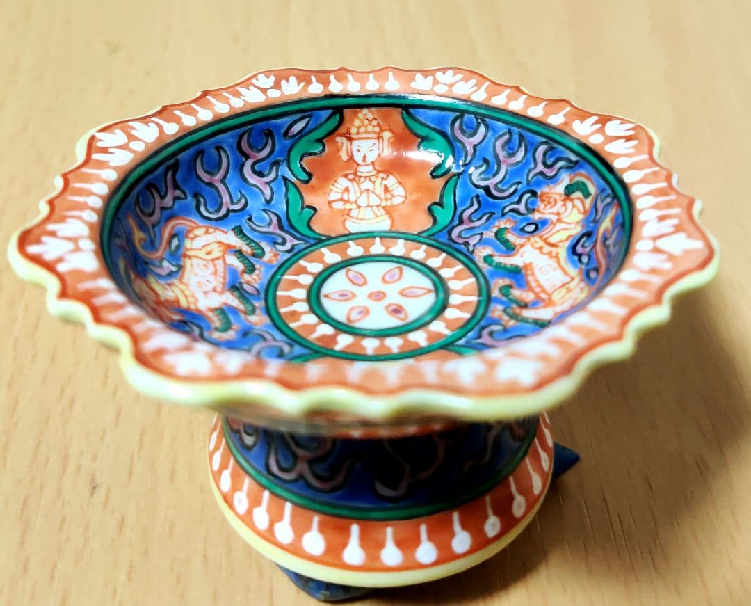 タイ製　ベンジャロン焼き　高杯　特注品一点物