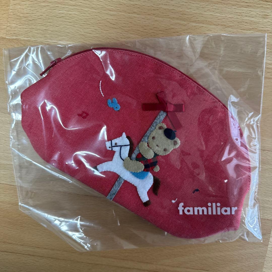 【新品タグ付き/未開封】ファミリア　デニムポーチ　レッド　メリーゴーランド　完売