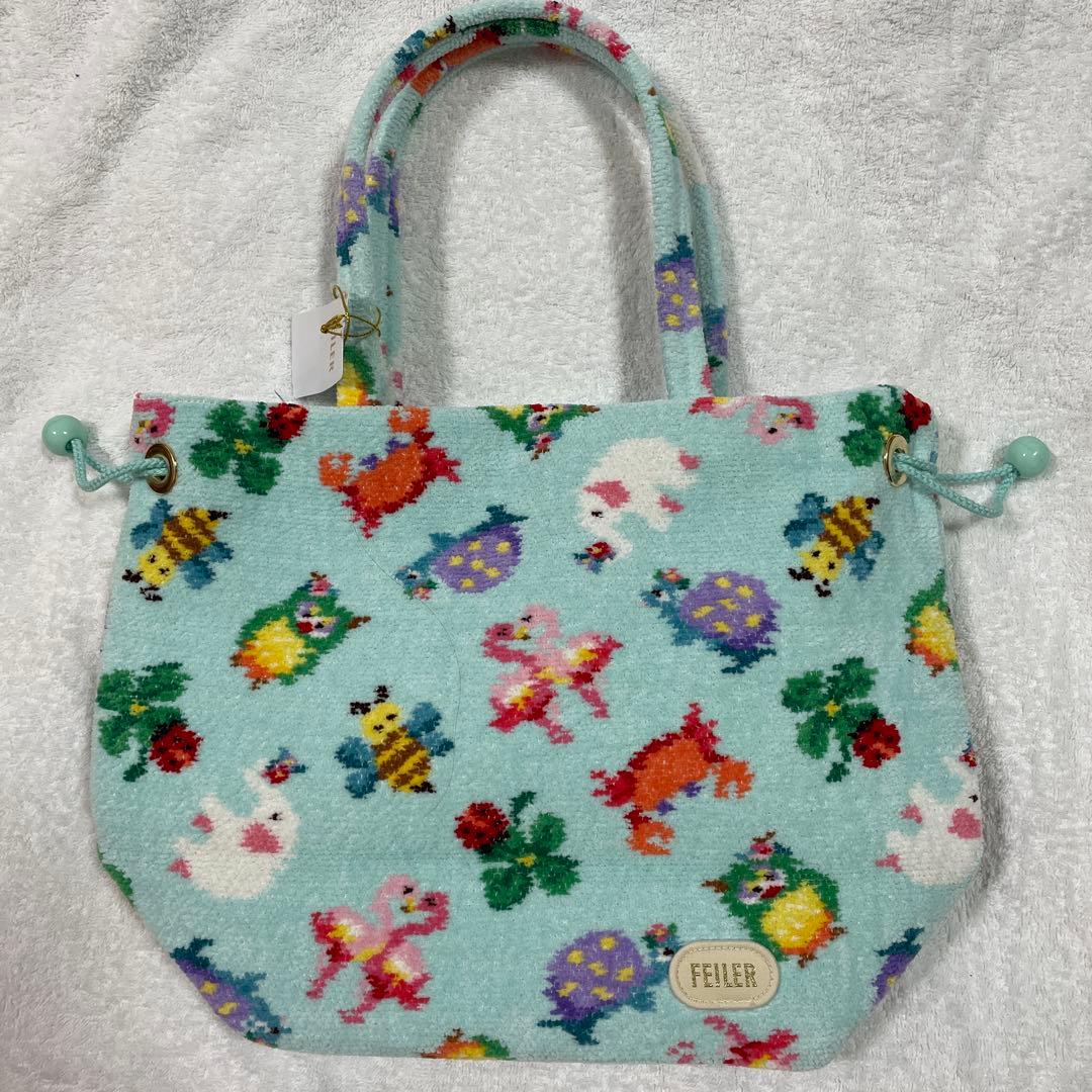 【新品未使用】フェイラー 神崎恵さん　巾着バッグ ペールグリーン feiler